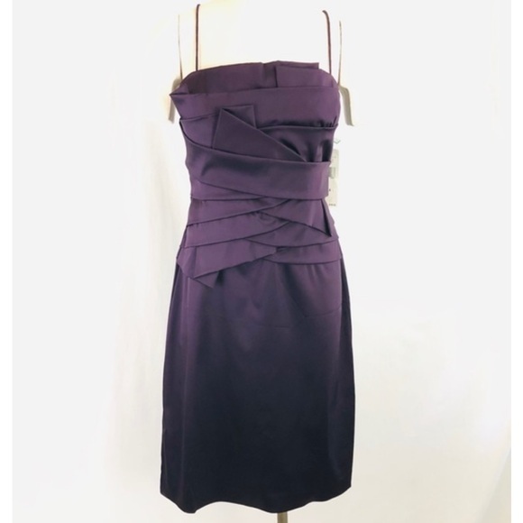 Lauren Ralph Lauren blackberry wine satin spaghetti strap cocktail dress size 2